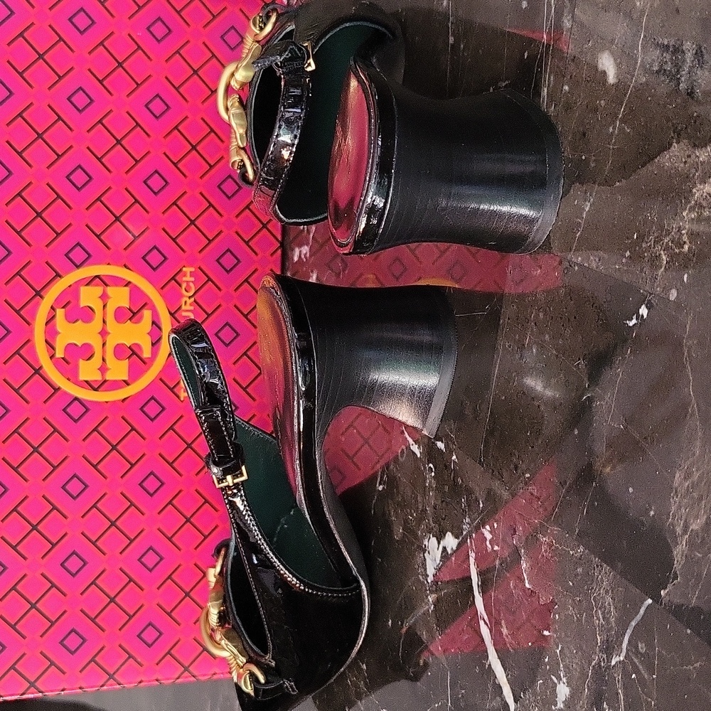 NIB$378 Tory Burch Jessa Horse-Bit Chain Point Toe Slip-On Slingback Pumps 5 - Picture 8 of 16